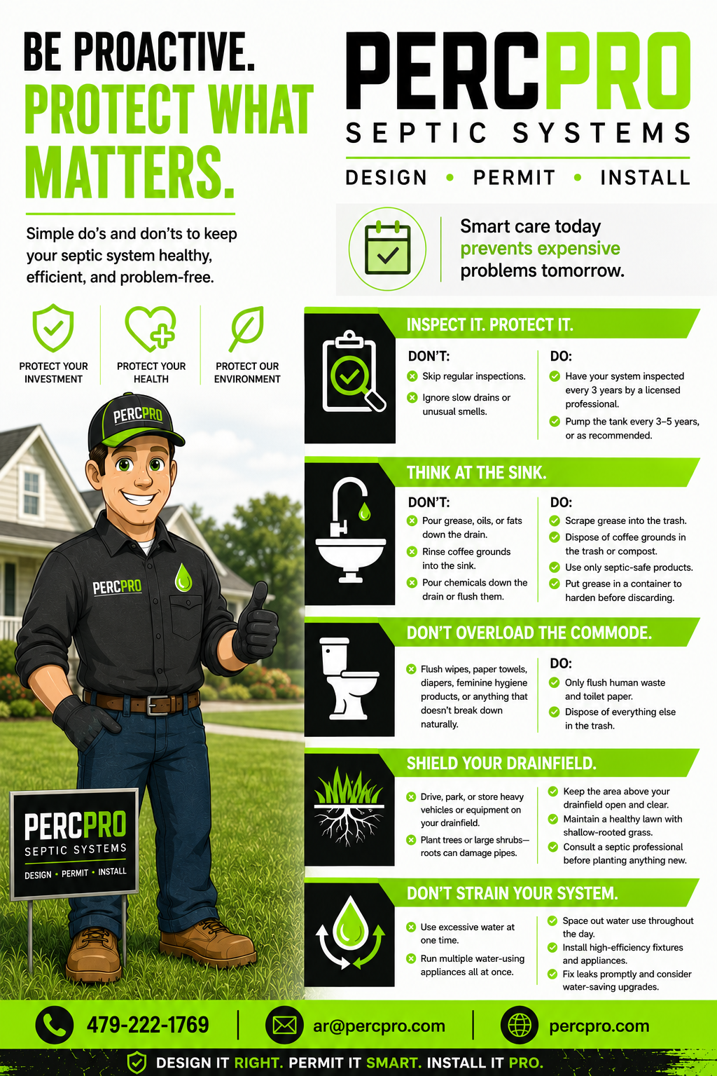 PercPro Septic Smart flyer — tips for maintaining your septic system